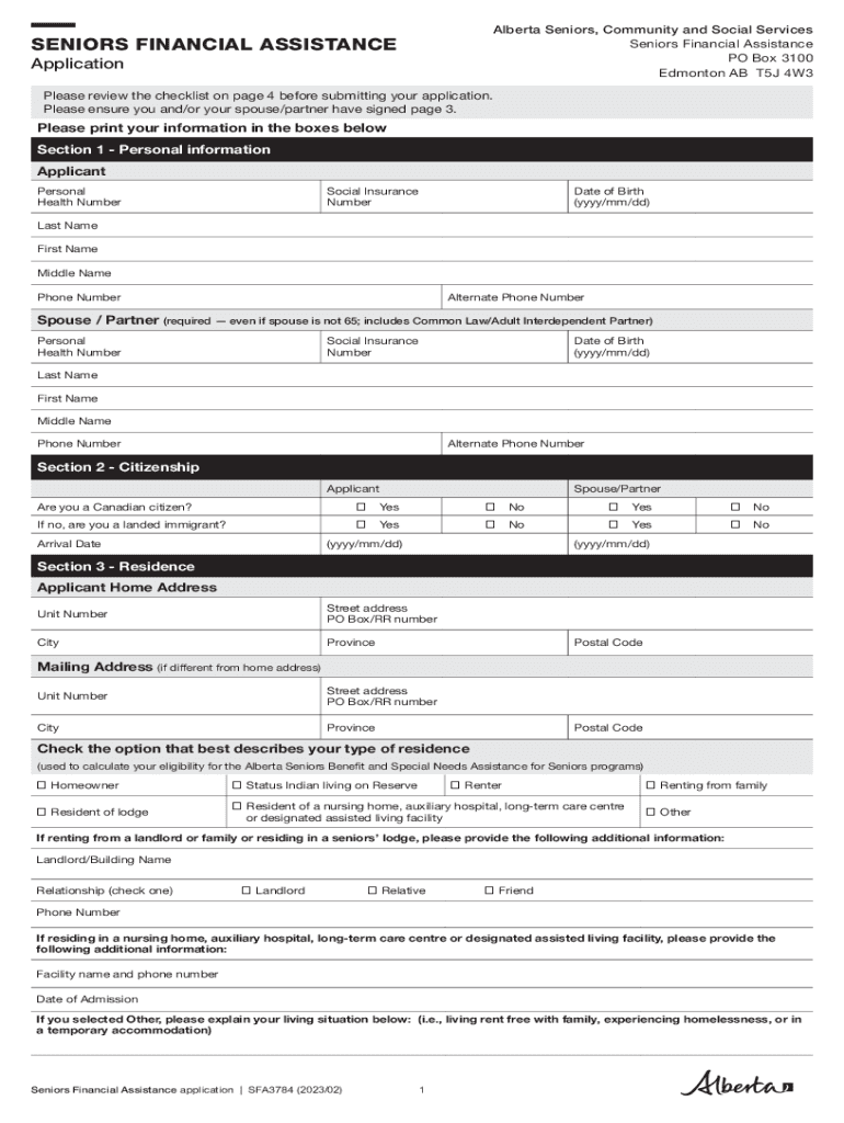  Seniors Financial Assistance Application Form Application Form for Seniors Financial Assistance Programs 2023-2024