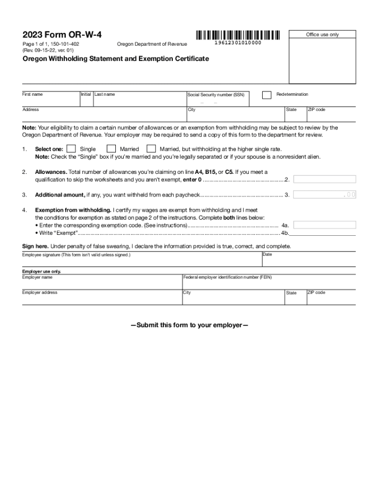 Oregon W 4 20232024 Form Fill Out and Sign Printable PDF Template