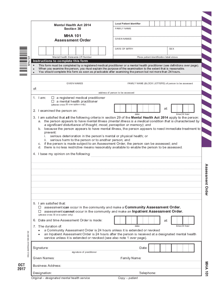 Assessment Order PDF Local Patient Identifier Mental  Form