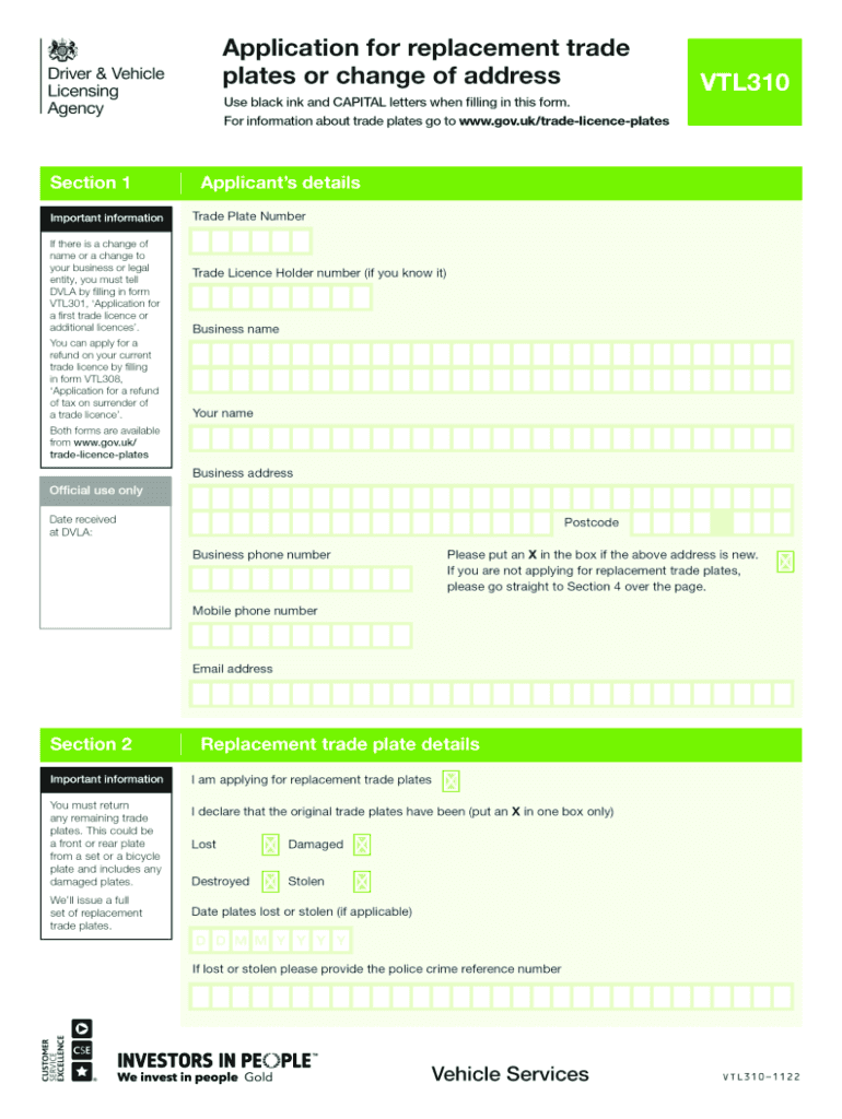  UK VTL310 Form 2022-2024