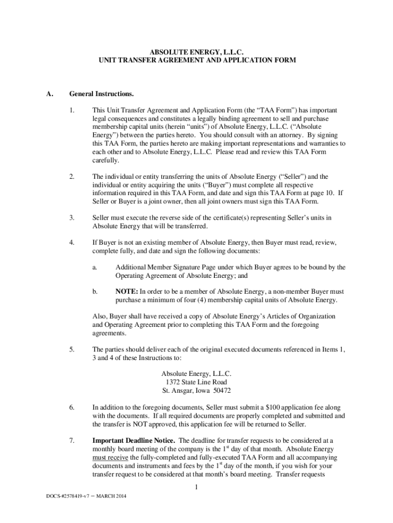 Fillable Online Llc Unit Transfer Agreement Form Fax Email Print