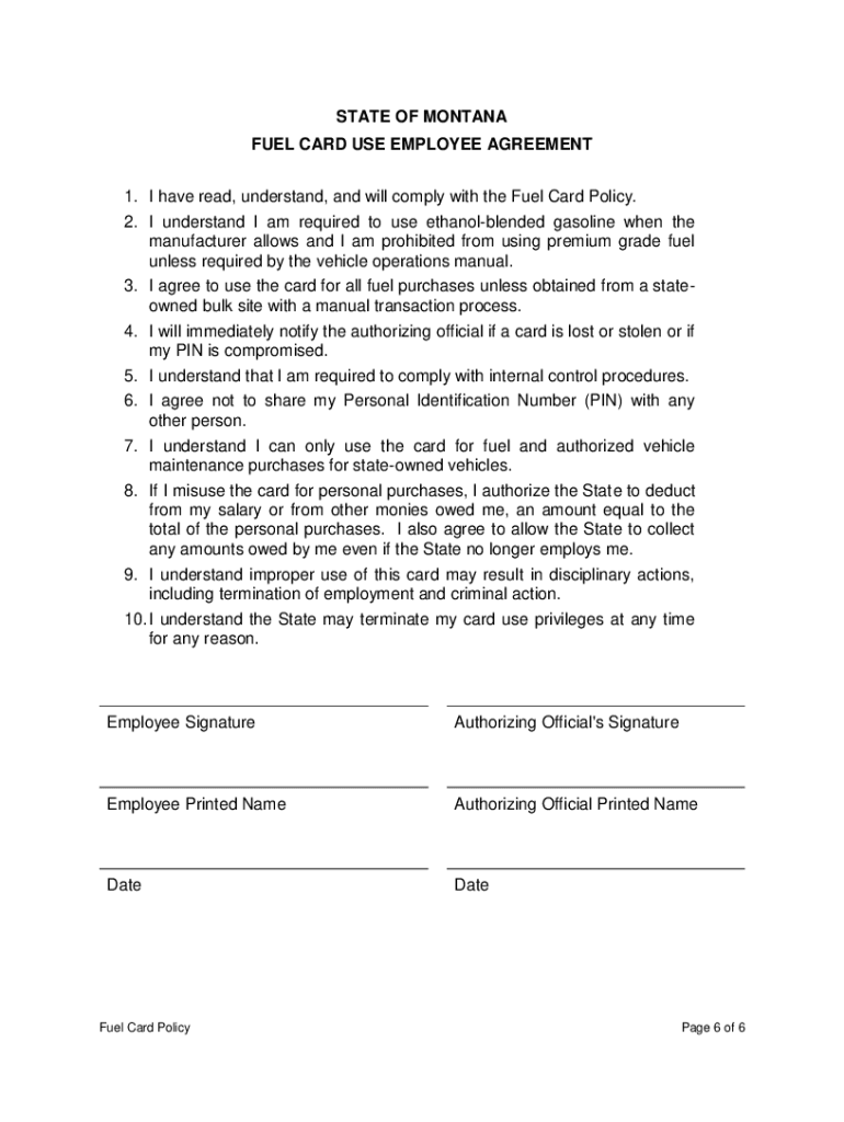 How to Implement a Driver Fuel Card Policy Template  Form