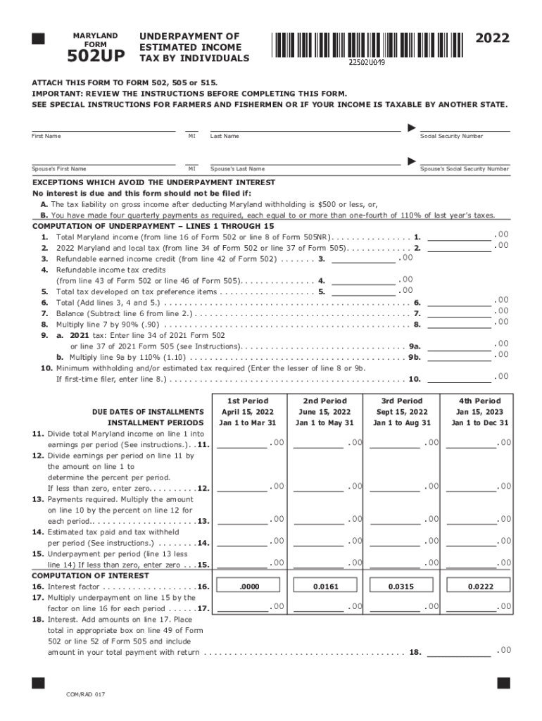 Maryland Estimated Tax Vouchers 20222024 Form Fill Out and Sign
