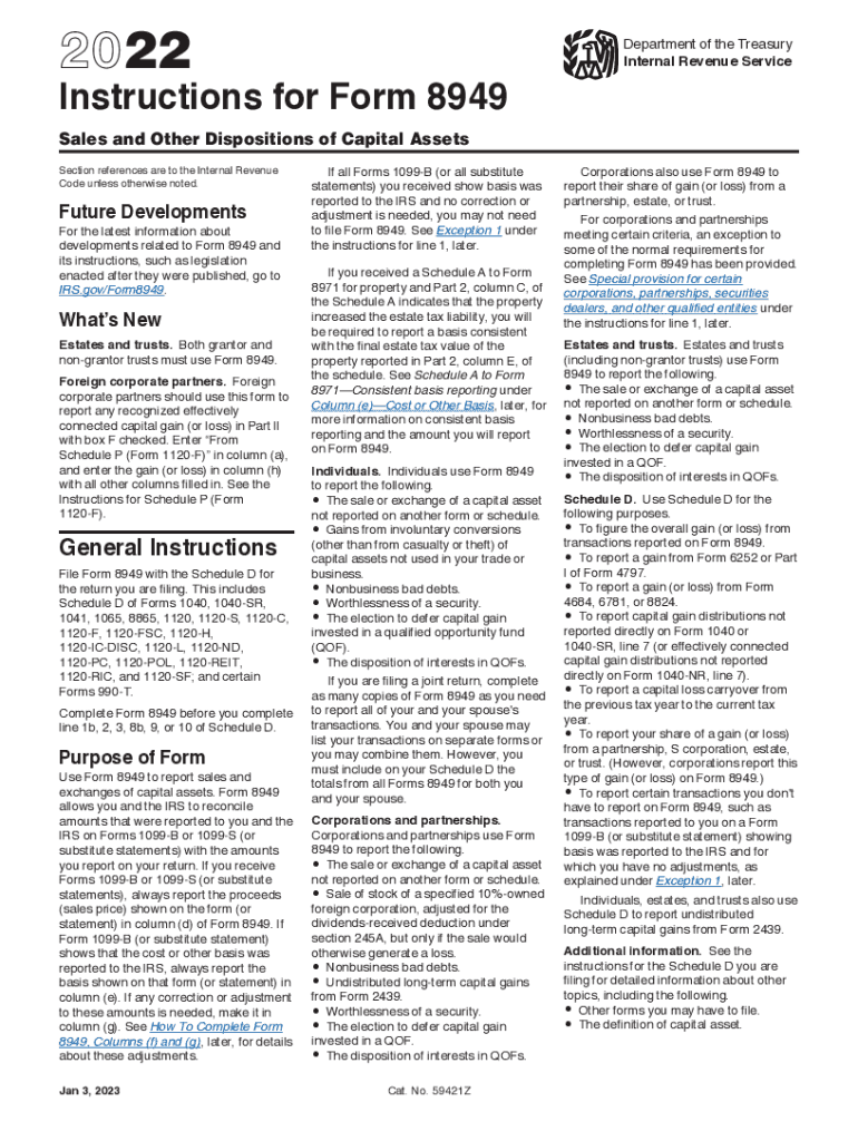  Instructions for Form 8949 Internal Revenue Service 2022-2024