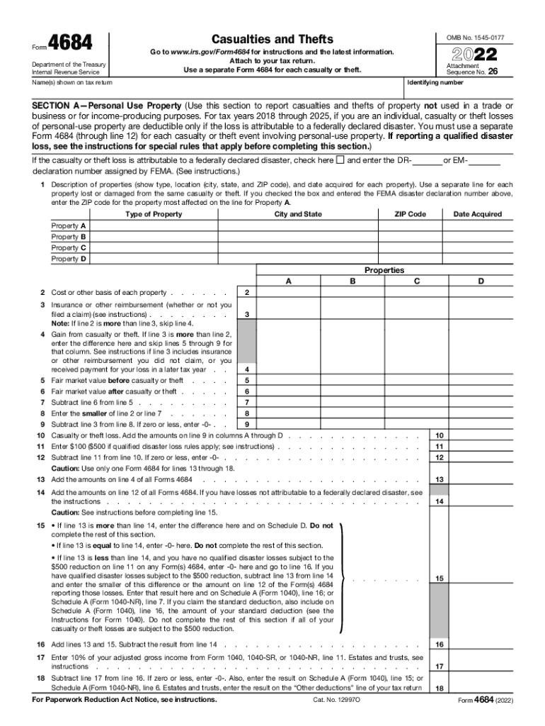  About Form 4684, Casualties and Thefts IRS 2022