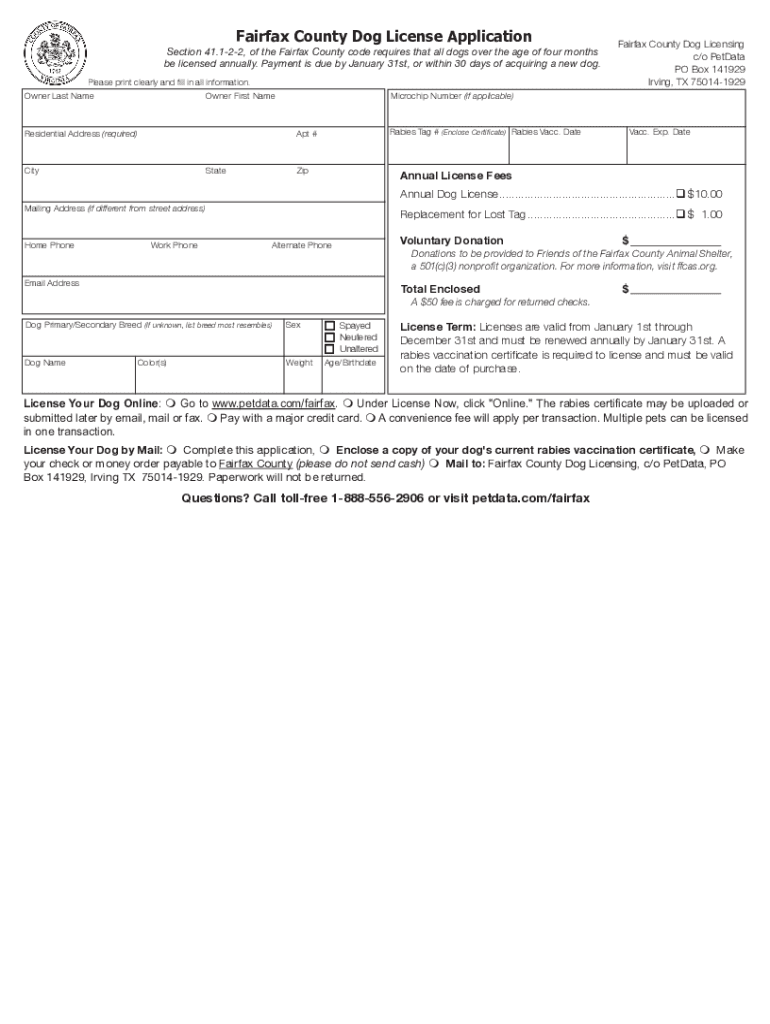 41 1 2 2 Dog License Required; License Tax on Dogs and Kennels  Form