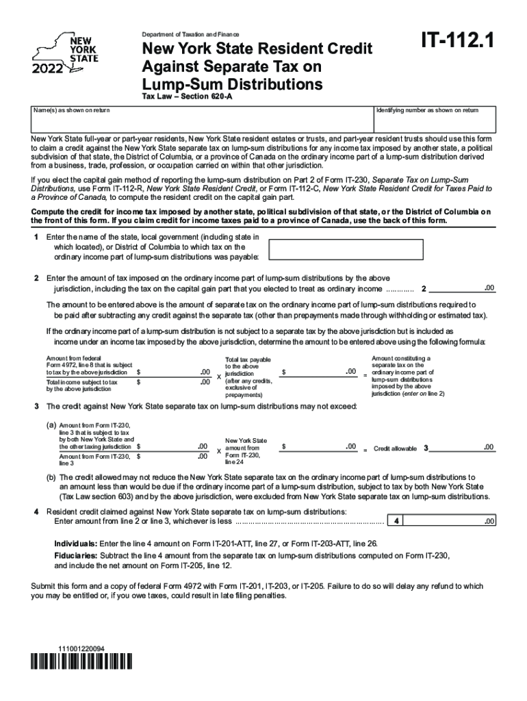  Instructions for Form it 230 Separate Tax on Lump Sum 2022