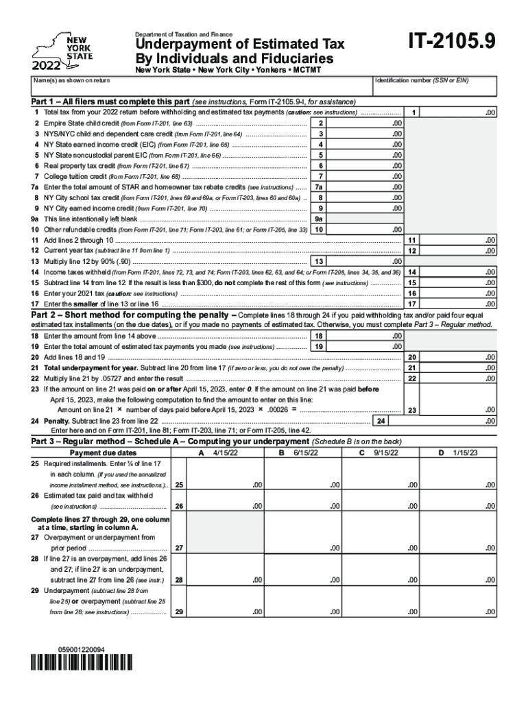  Form it 2105 Estimated Income Tax Payment Voucher Tax 2022