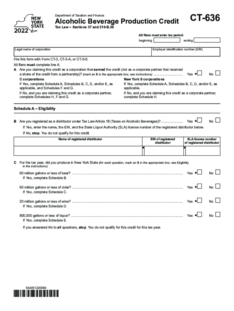  Form CT 636 Alcoholic Beverage Production Credit Tax Year 2022