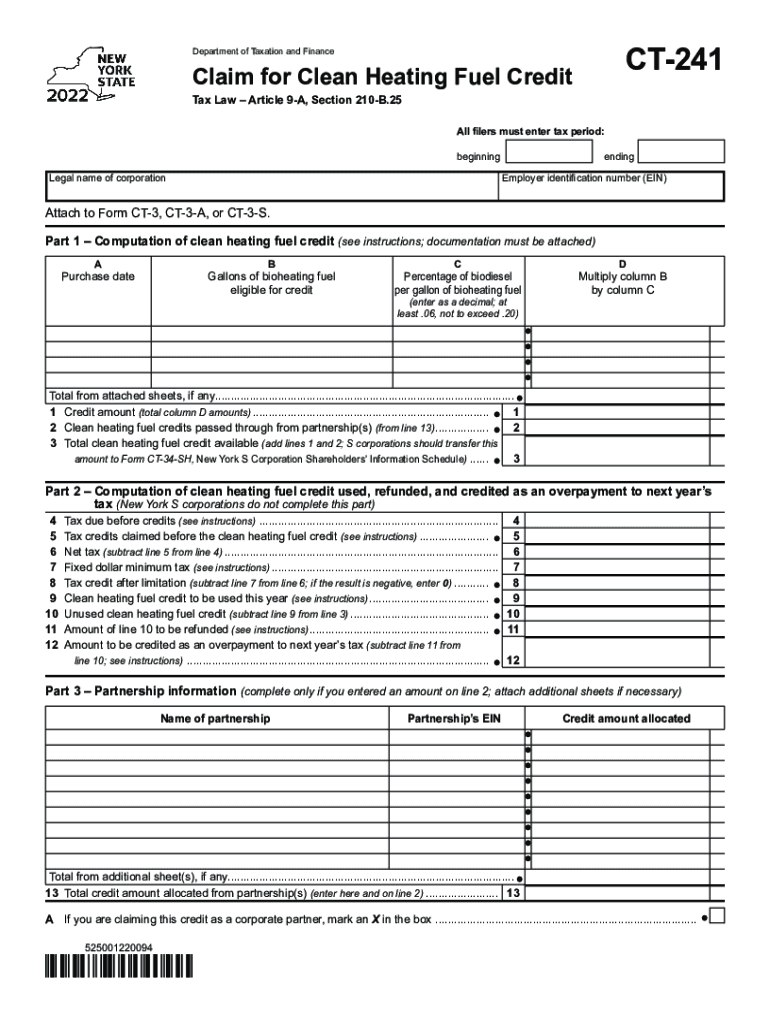  Form it 241 Claim for Clean Heating Fuel Credit Tax Year 2022