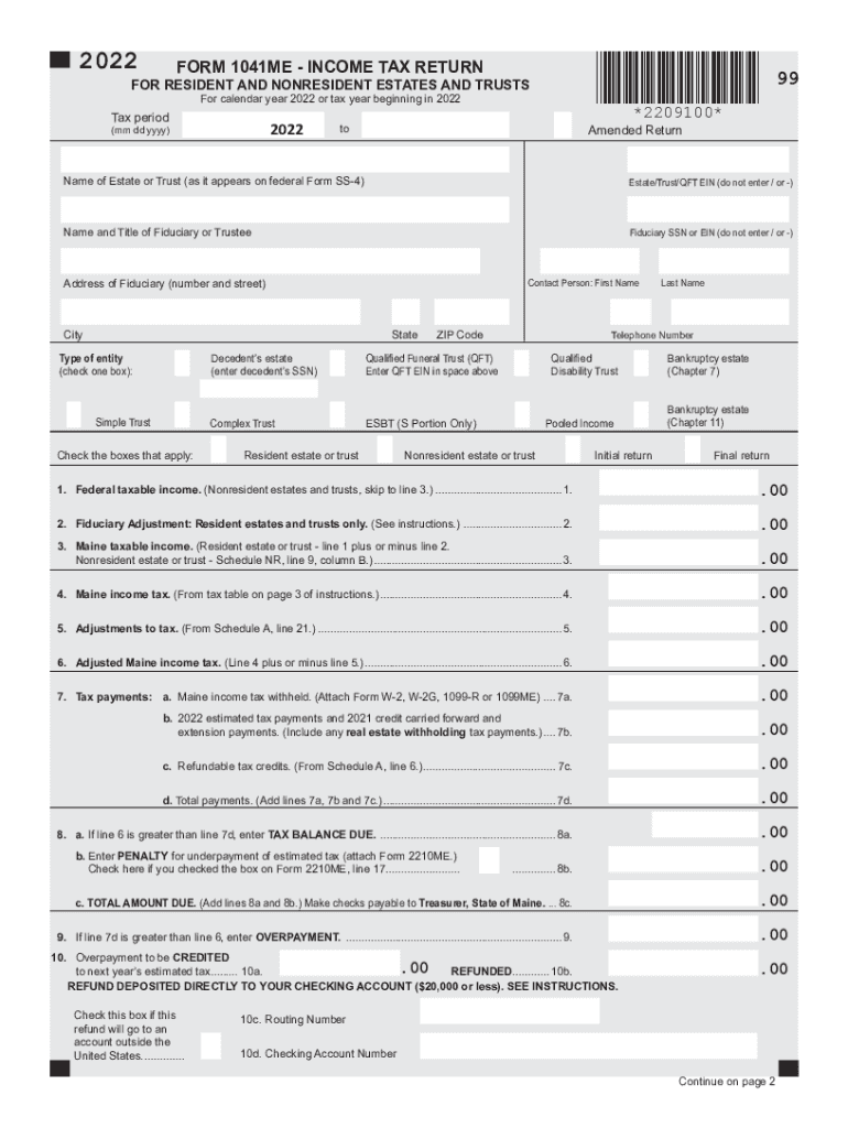 Maine Tax Trusts 20222024 Form Fill Out and Sign Printable PDF
