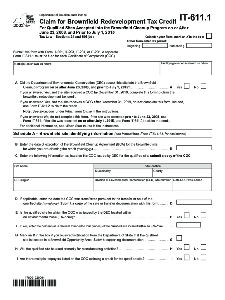  Form it 611 1 &amp;quot;Claim for Brownfield Redevelopment Tax 2022