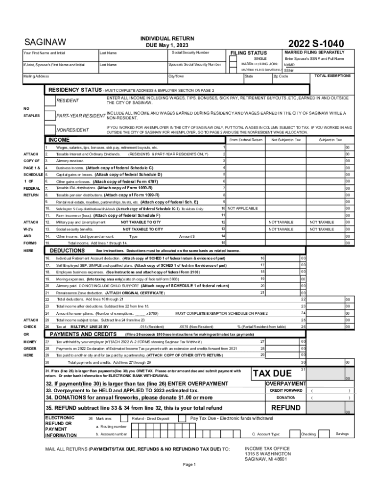  S 1040 Form XLS 2022