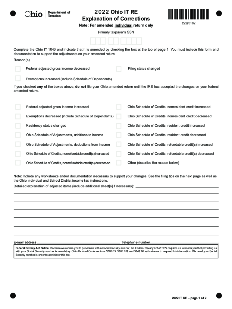 Ohio it RE Explanation of Corrections  Form