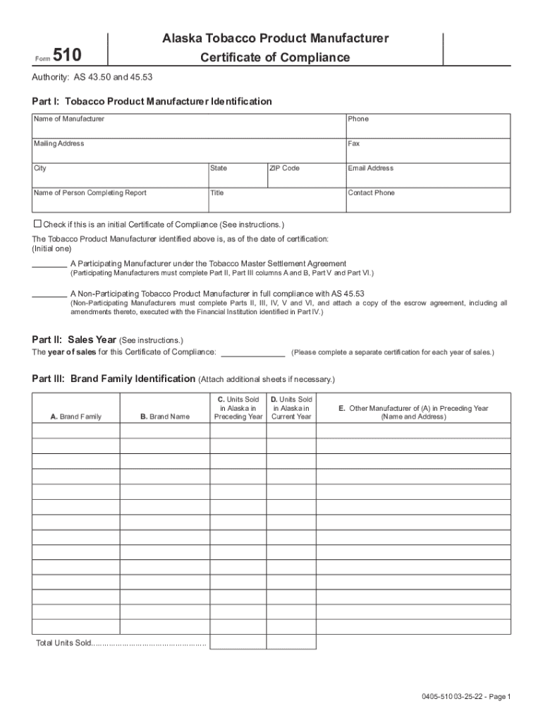  AK DoR 510 Form 2022