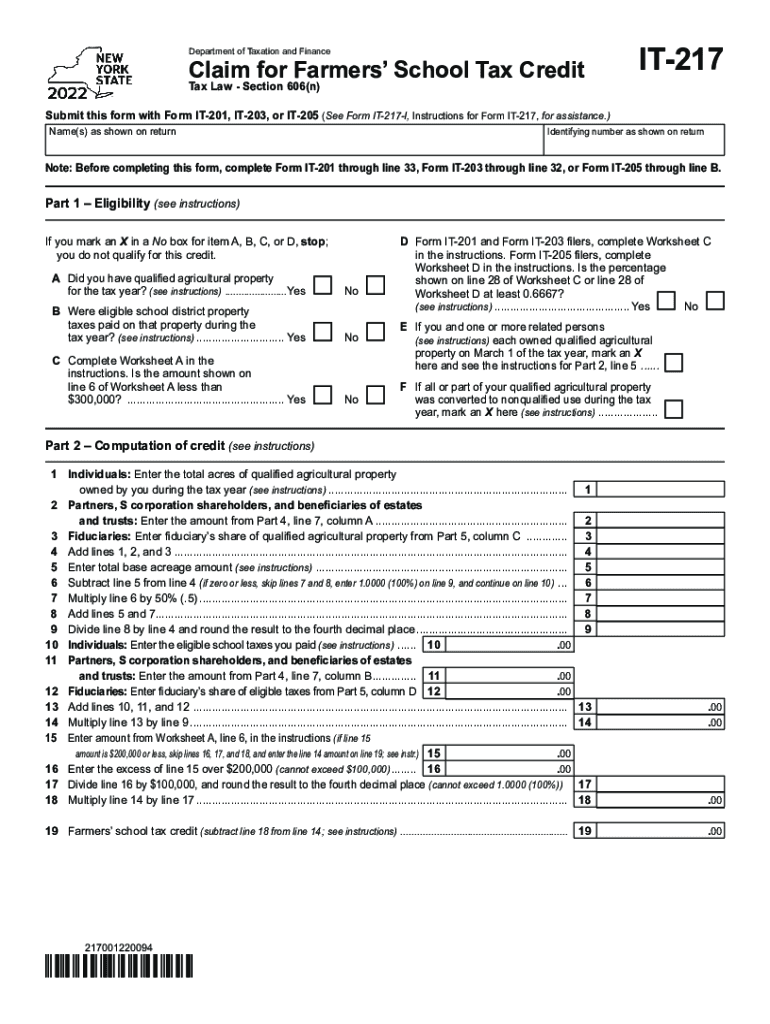  Form it 217 Fillable Claim for Farmers&#039; School Tax Credit 2022