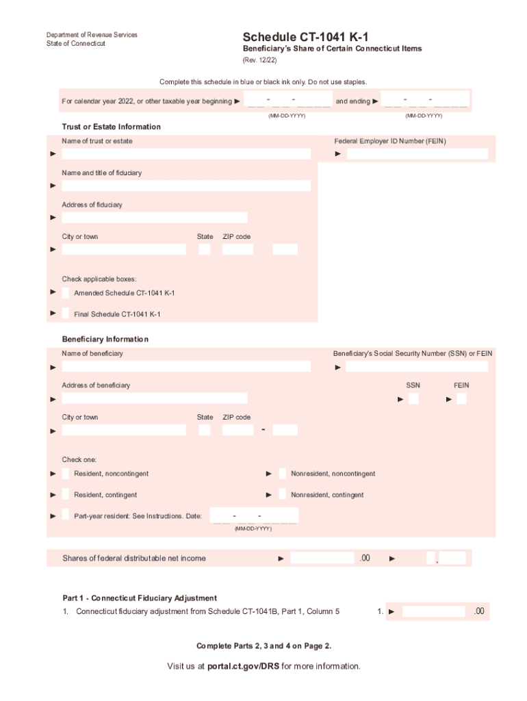  Schedule CT 1041 K 1 E Form RS Login 2022