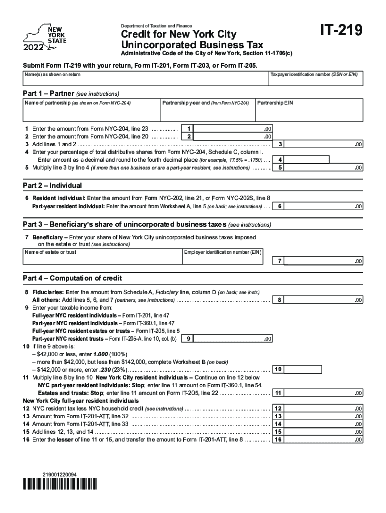  Instructions for Form it 219 Tax NY Gov 2022
