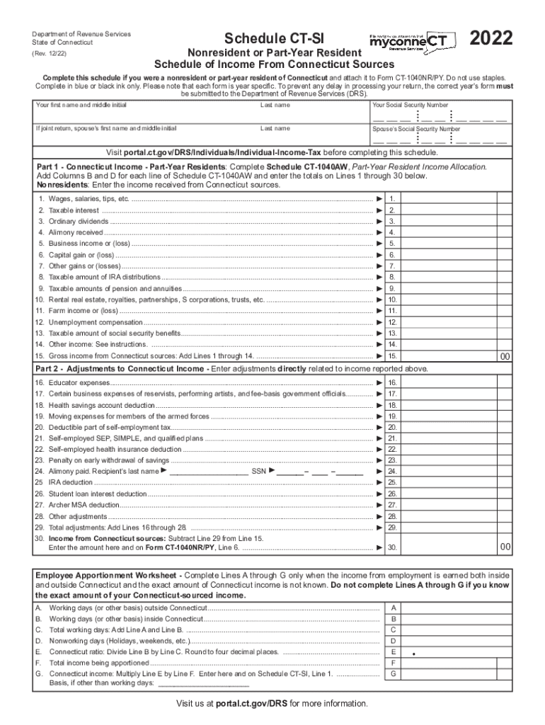 Ct Si 20222024 Form Fill Out and Sign Printable PDF Template signNow