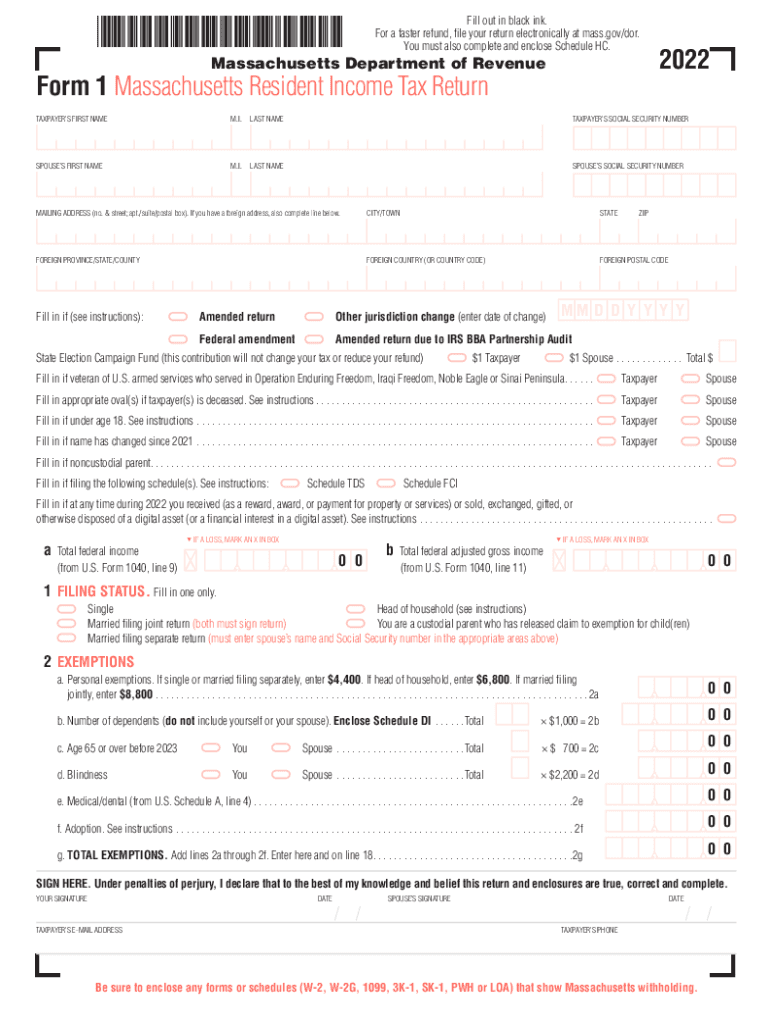 Massachusetts State 20222024 Form Fill Out and Sign Printable PDF