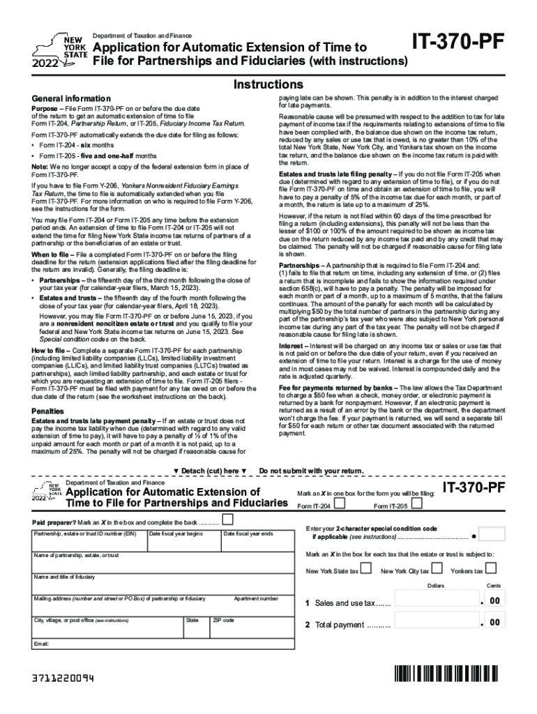  NY DTF it 370 PF Fill Out Tax Template Online 2022