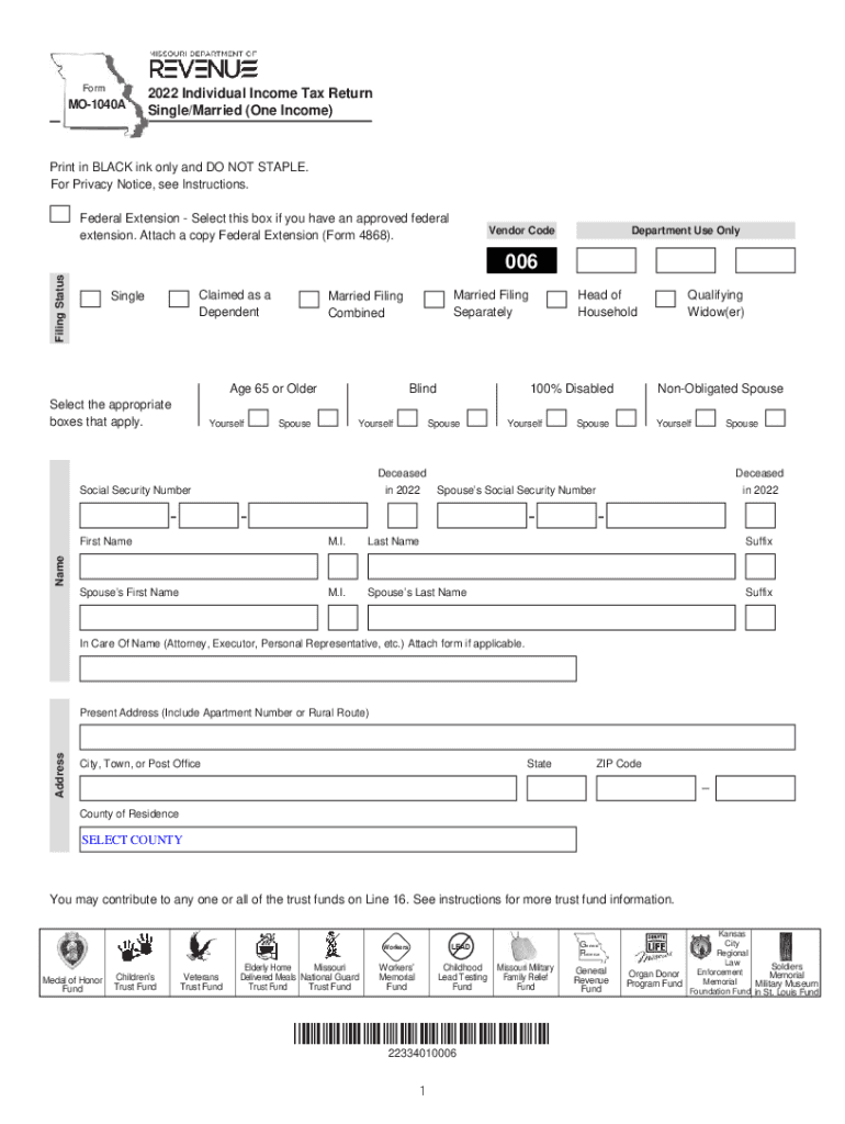  MO MO 1040A Form 2022