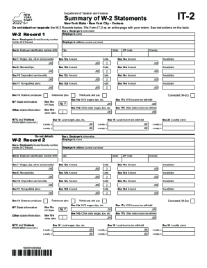 Form it 2 Summary of Federal Form W 2 Statements Tax Year 2022-2023