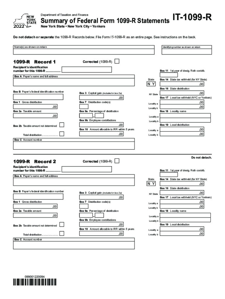  Get Summary of Federal Form 1099 R Statements Department of 2022