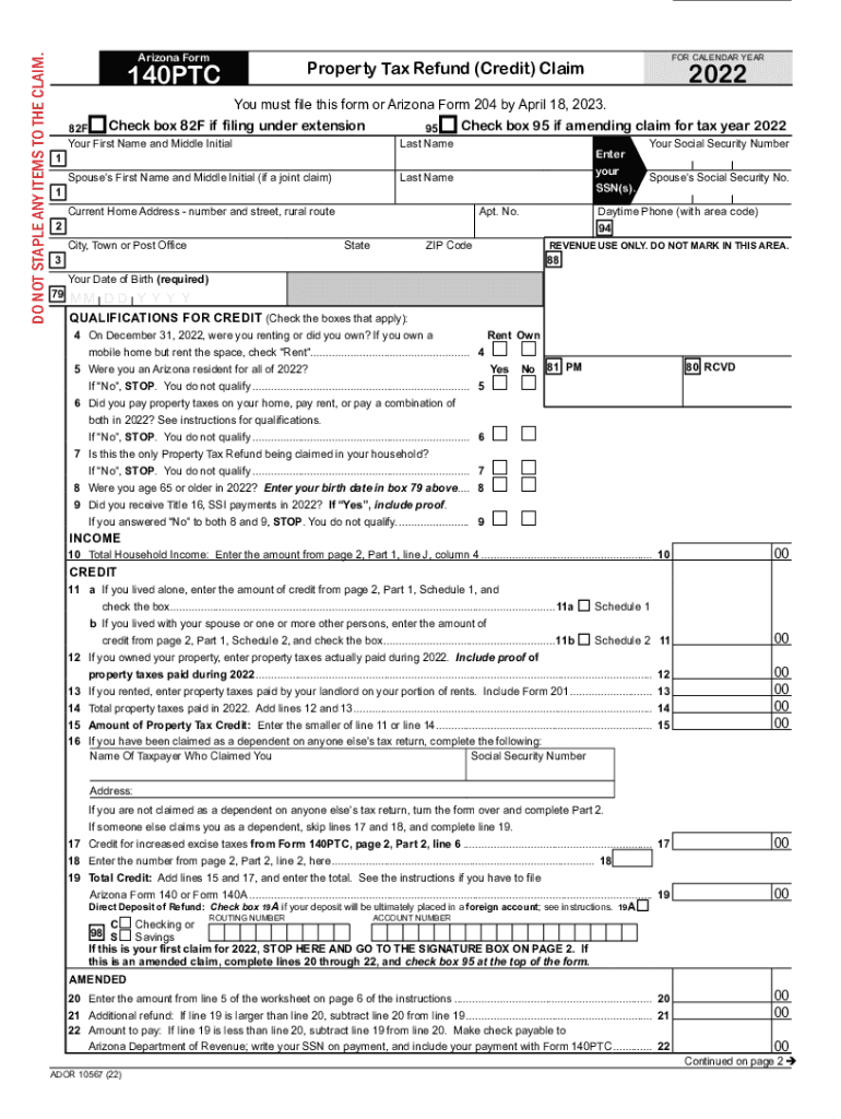  Property Tax Refund Credit Claim Form Fillable 2022