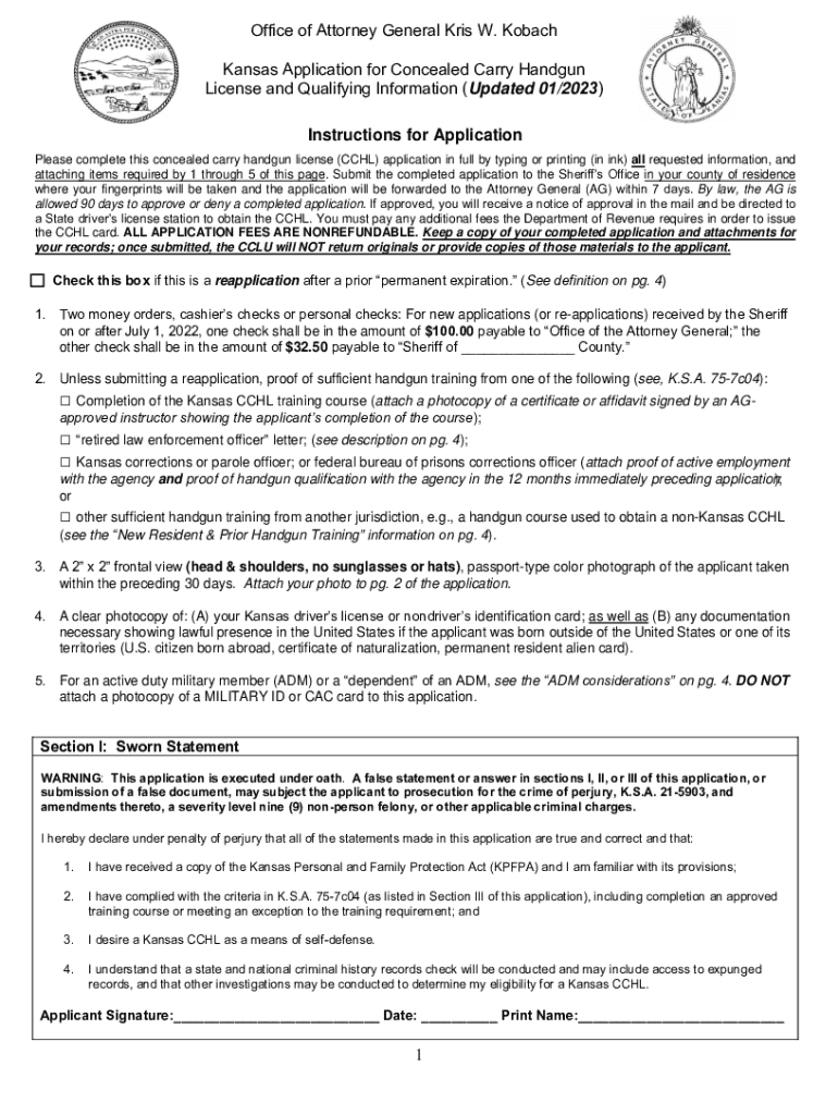 1 Instructions for Application Office of Attorney General Kris W  Form