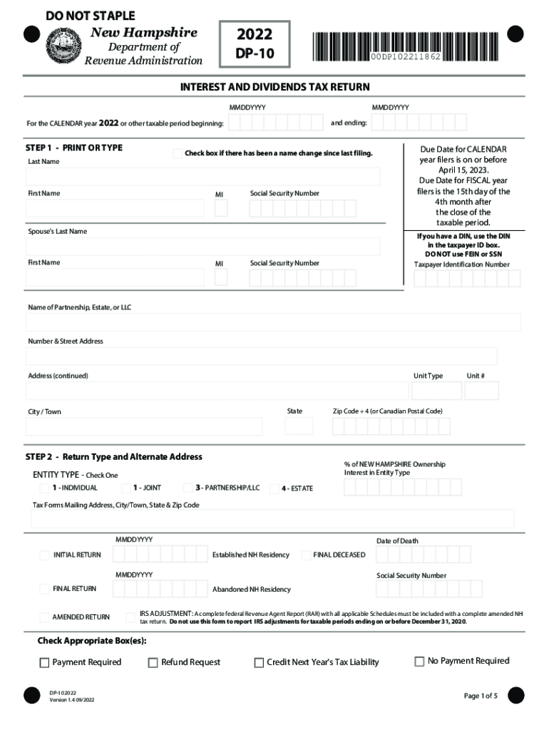  DP 10 NH Department of Revenue Administration 2022-2024