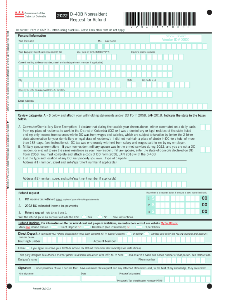  D 40B DC Office of Tax and Revenue 2022-2024