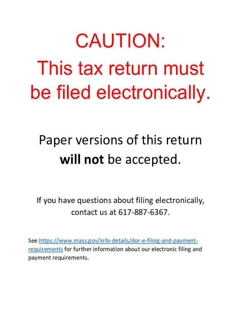 CAUTION This Tax Return Must Be Filed Electronically Mass Gov  Form