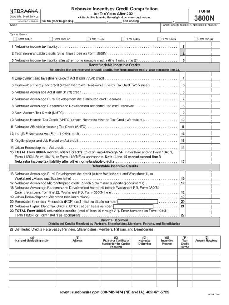  3800N Nebraska Department of Revenue 2022-2024