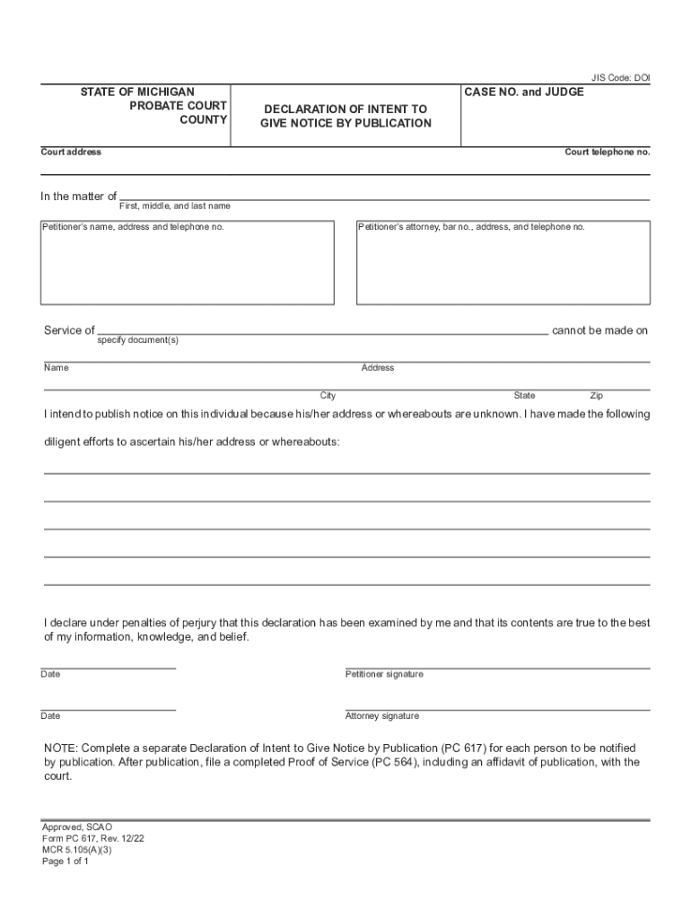  Index of Probate Court Forms Michigan Courts 2022-2024