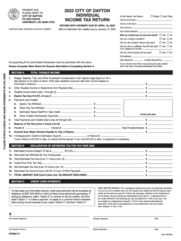  OH Form R I City of Dayton 2022