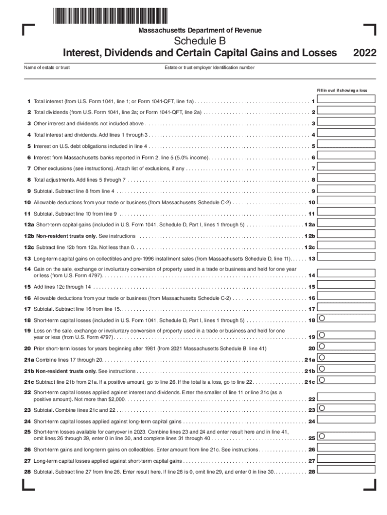  Schedule B Interest, Dividends and Certain Capital Gains and 2022