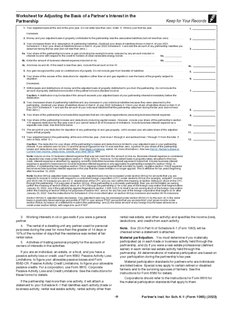  Partner&#039;s Instructions for Schedule K 1 Form 1065 IRS 2022-2024