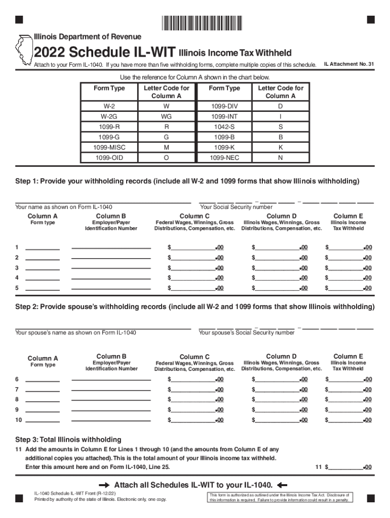 Tax Forms Illinois Department of Revenue