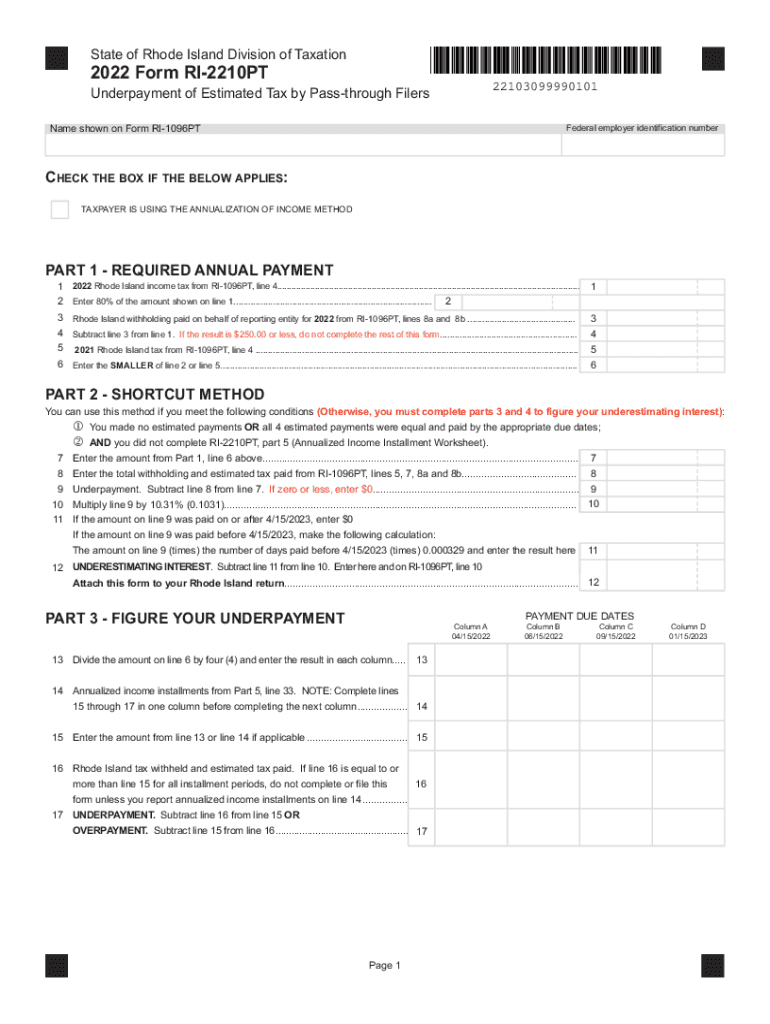  Form RI 2210PT 2022-2024