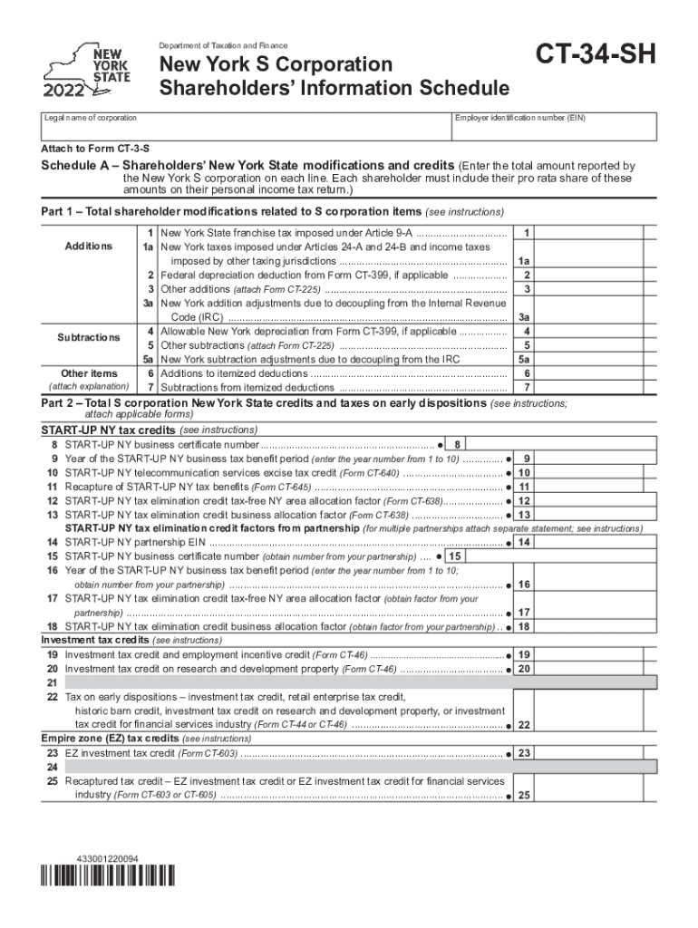  Instructions for Form CT 34 SH Tax NY Gov 2022