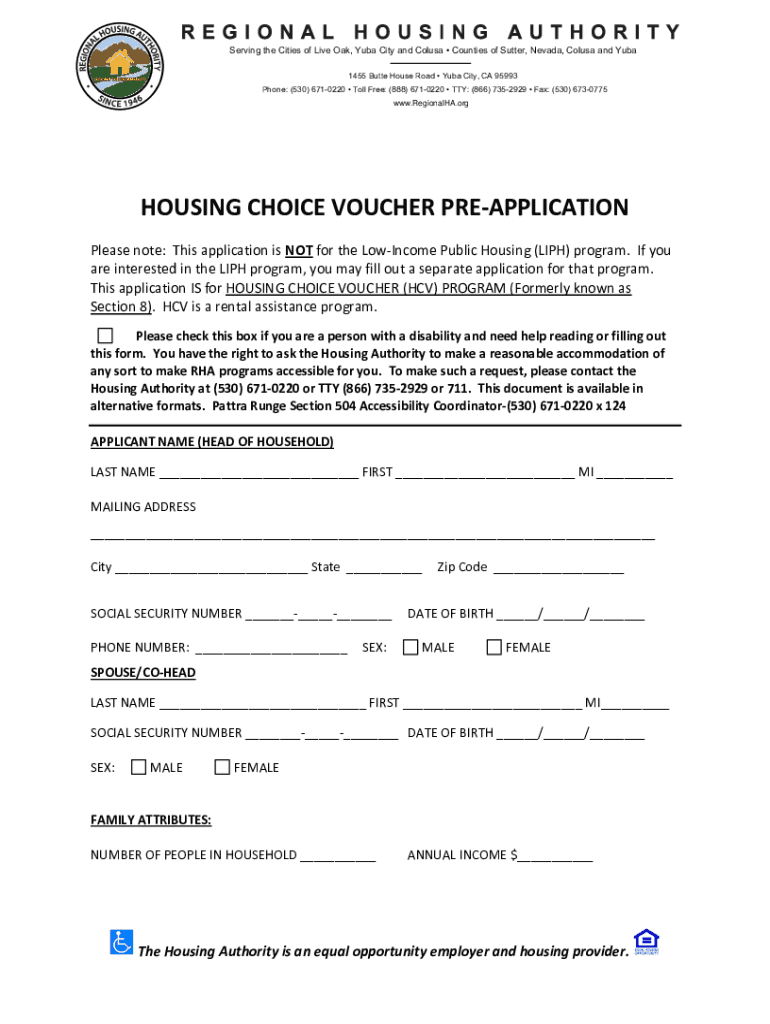 Application to the Regional Housing Authority Colusa County  Form
