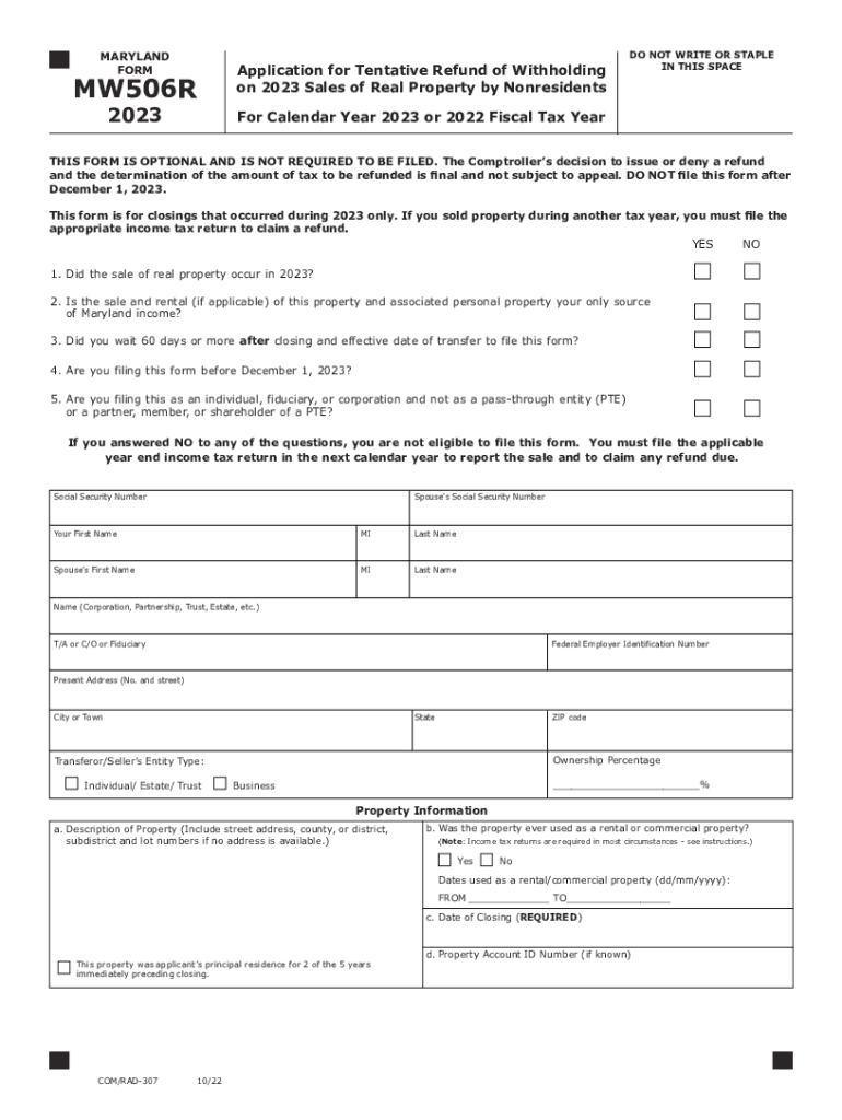  About the Maryland Nonresident Withholding Tax 2023-2024