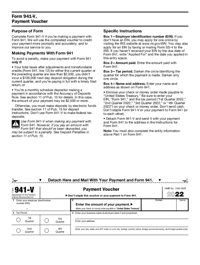  IRS 941 V Form 2022-2024