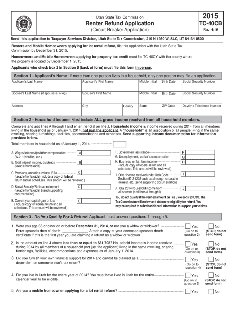 TC 40CB, Renter Refund Application Forms &amp;amp; Publications