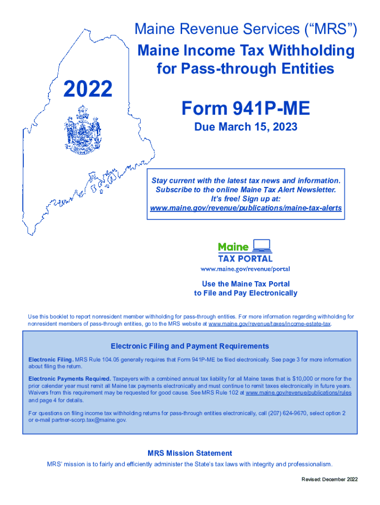  Maine Form 941p Me Fill Out &amp;amp; Sign Online DocHub 2022