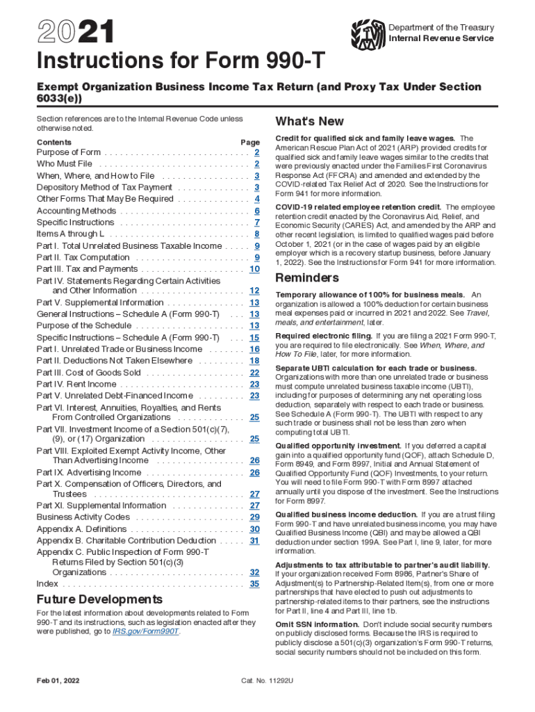  Instructions for Form 990 T Instructions for Form 990 T, Exempt Organization Business Income Tax Return and Proxy Tax under Sect 2021-2024