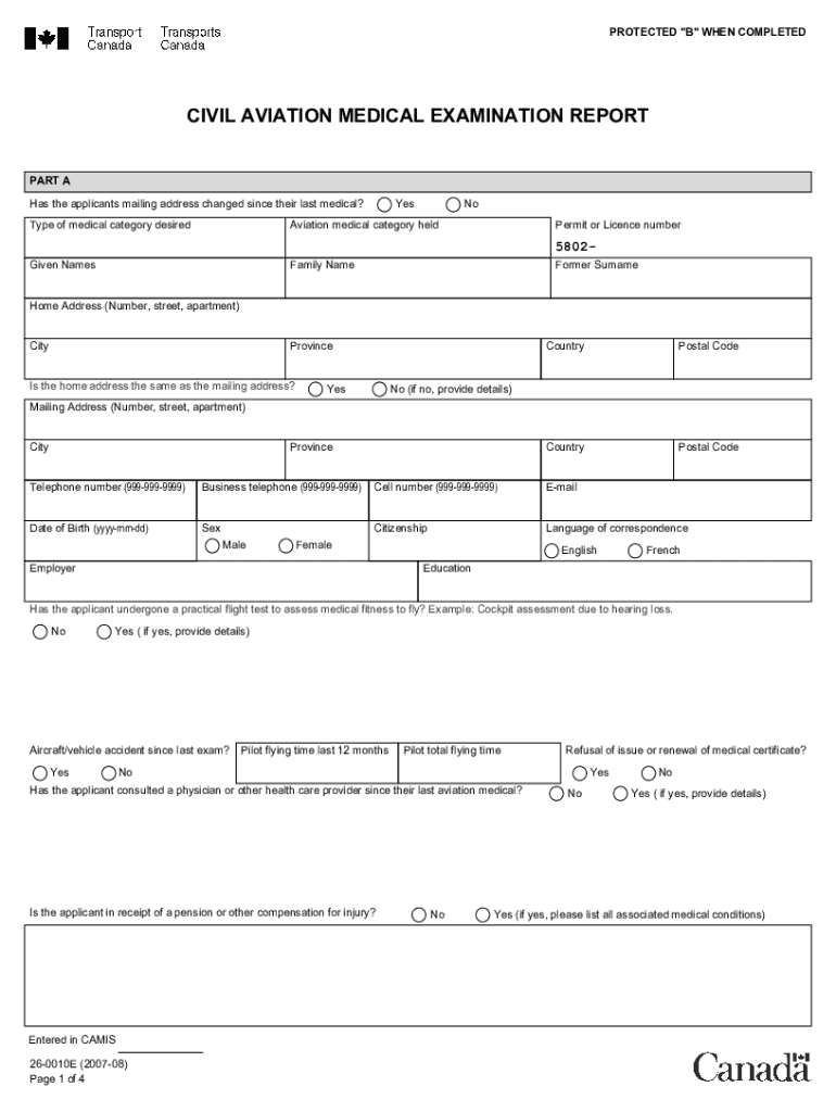 CIVIL AVIATION MEDICAL EXAMINATION REPORT Accessible Form