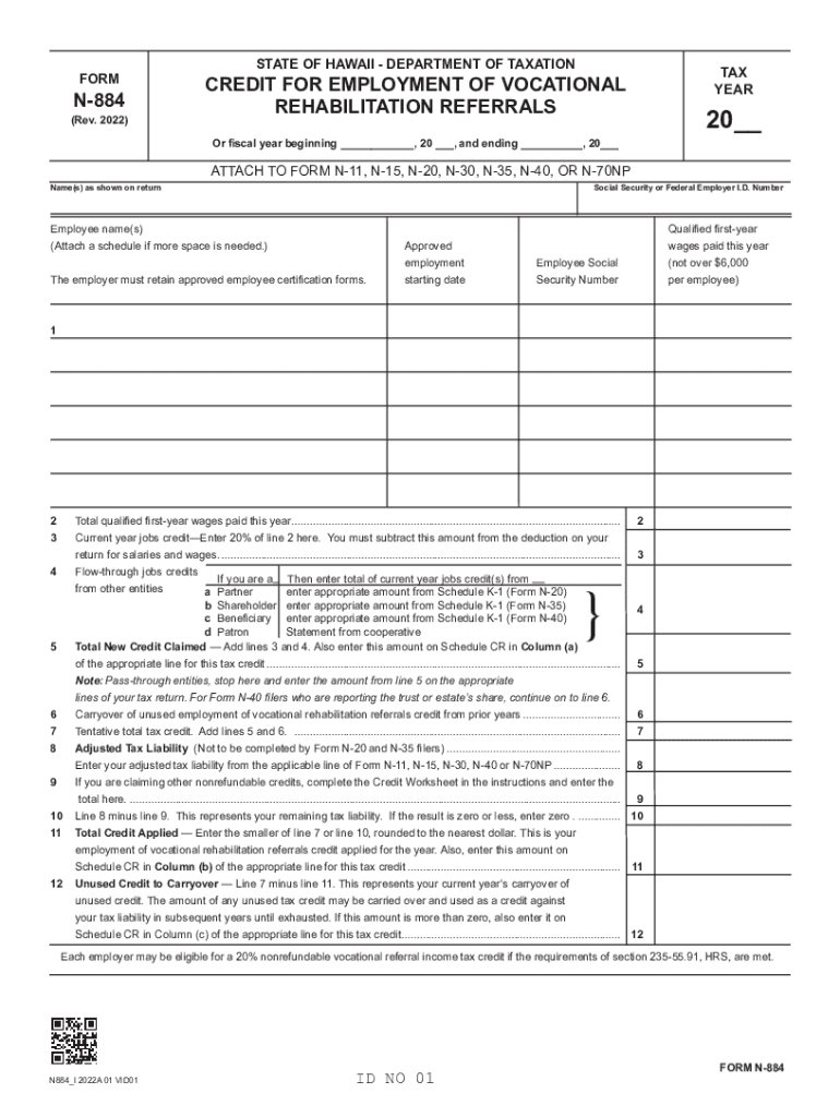  Form HI DoT N 884 Fill Online, Printable 2022