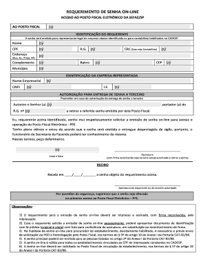 Requerimento Senha Sefaz Sp  Form